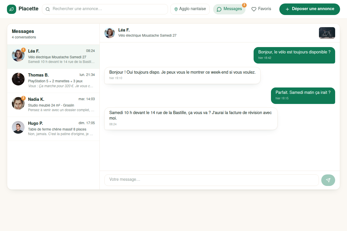 Messagerie intégrée entre membres
