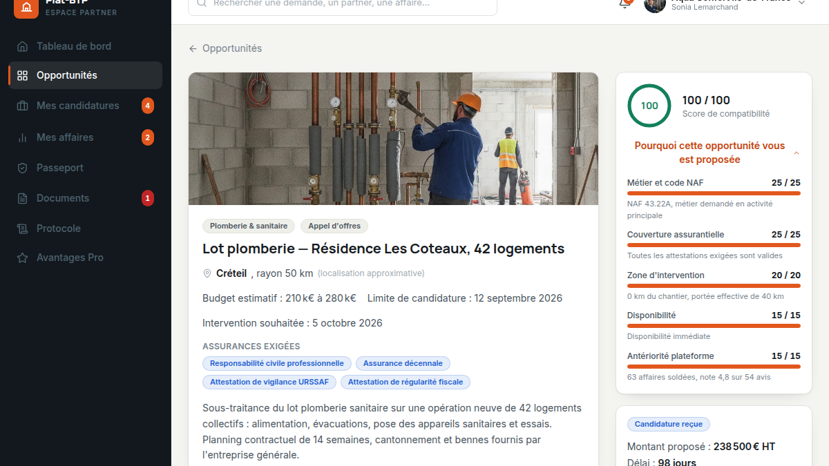 Score de matching à 5 critères