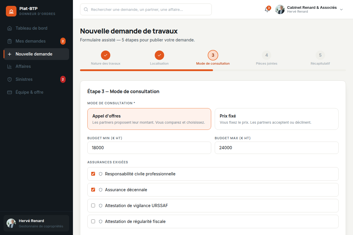 Dépôt d'une demande de travaux en 5 étapes