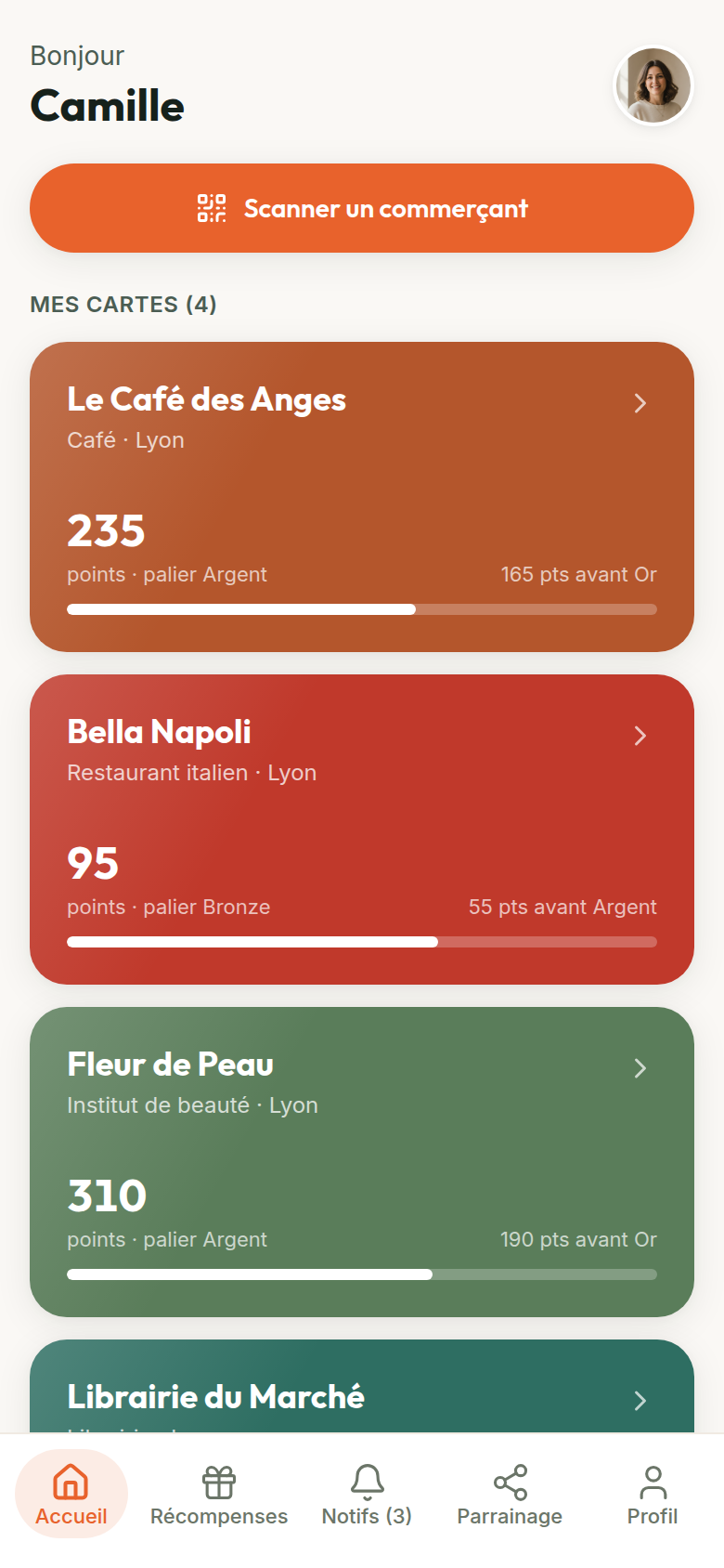 Portefeuille multi-enseignes du client