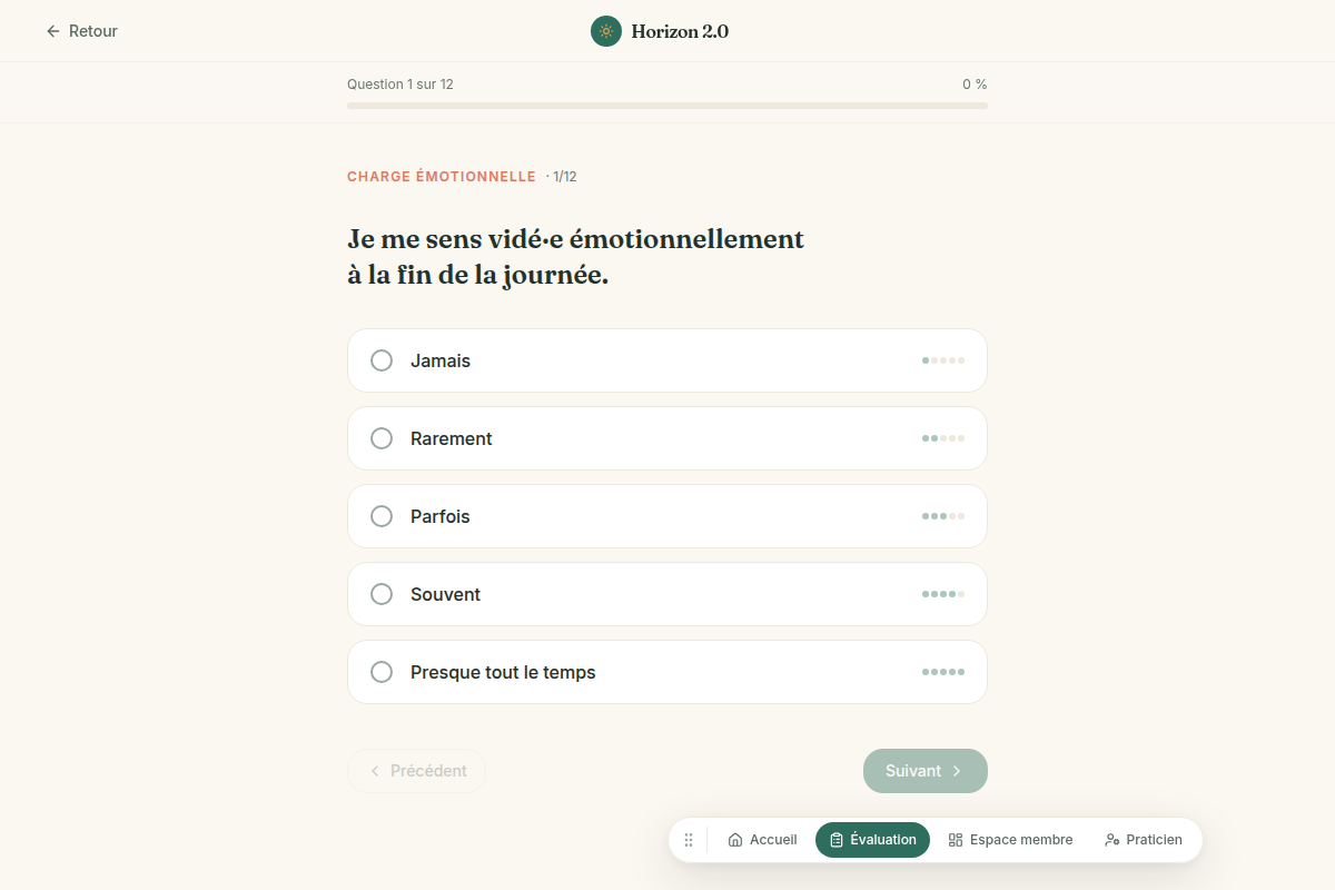 Questionnaire Likert sur 3 dimensions
