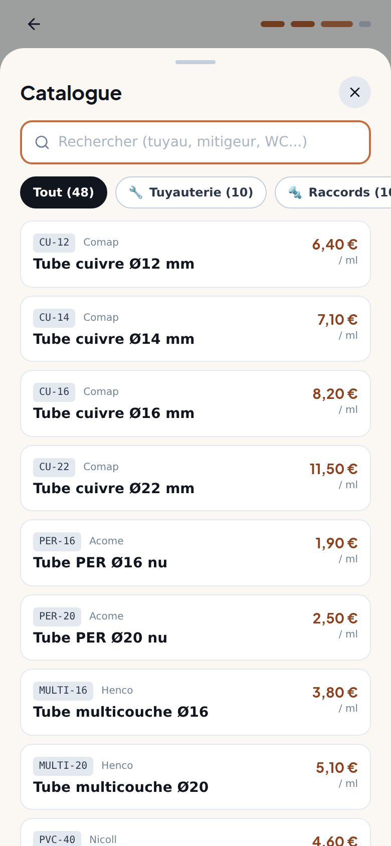 Catalogue de 48 références plomberie