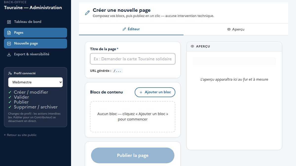 Éditeur de pages no-code