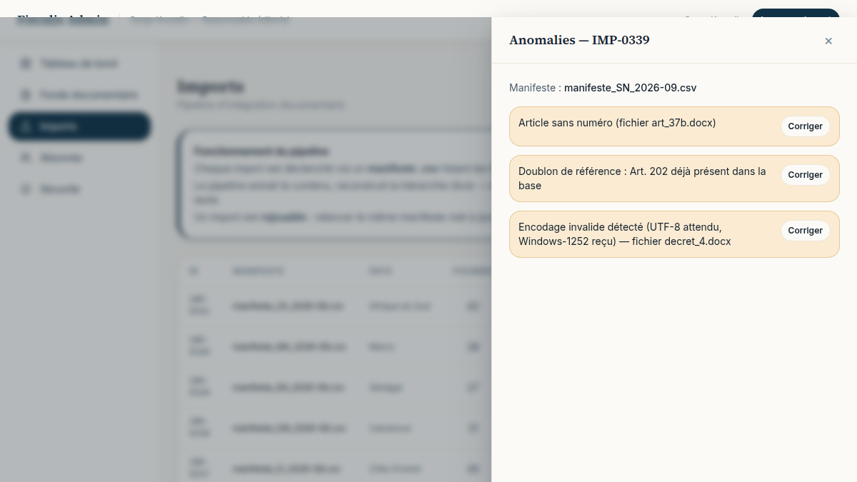 Pipeline d'import rejouable avec correction d'anomalies