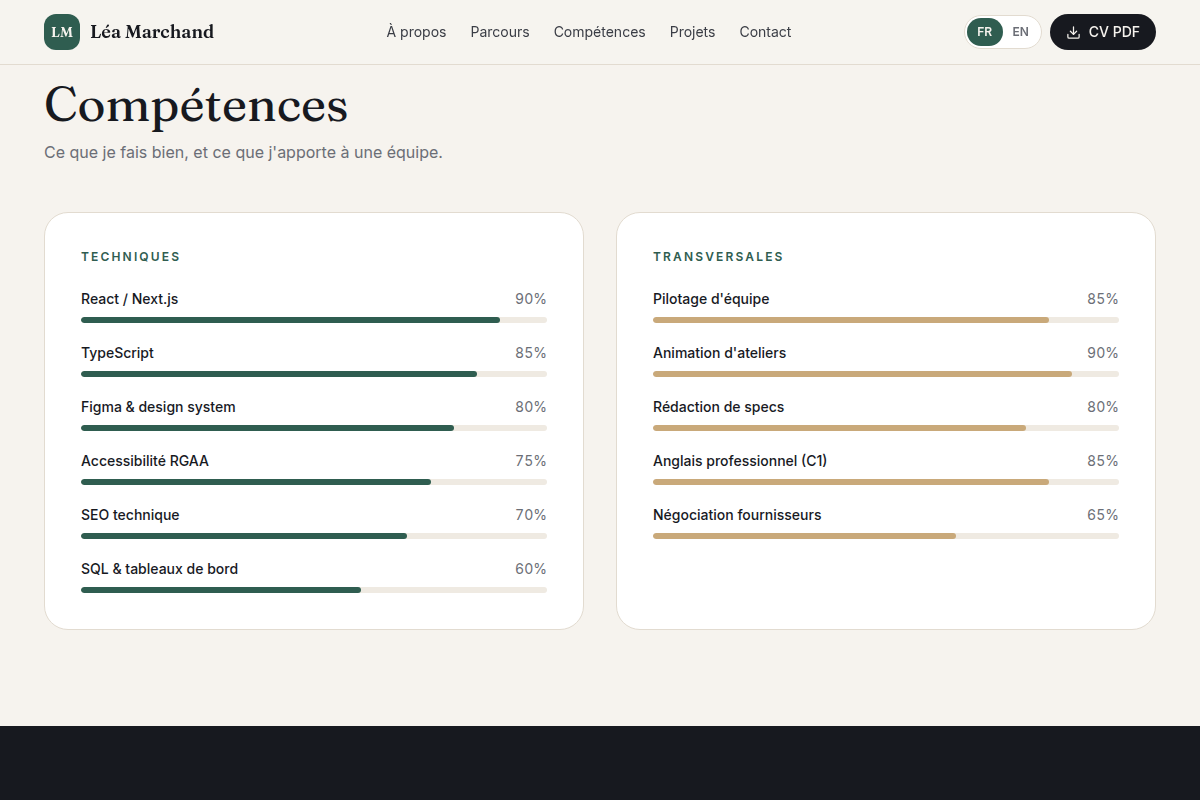 Compétences techniques et transversales notées