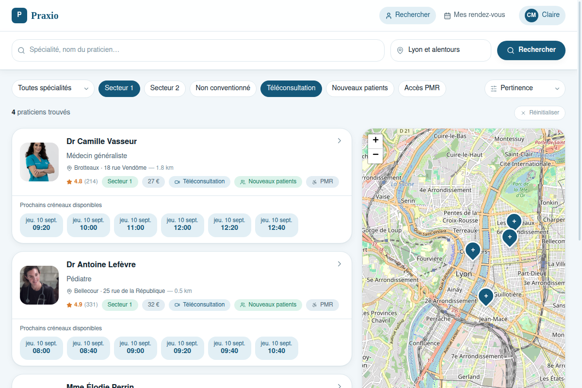Filtres secteur, téléconsultation, accès PMR