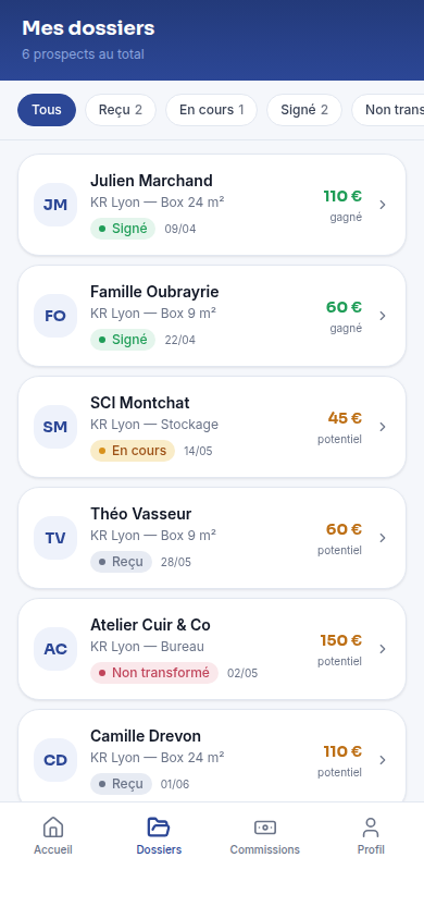 Suivi des dossiers transmis