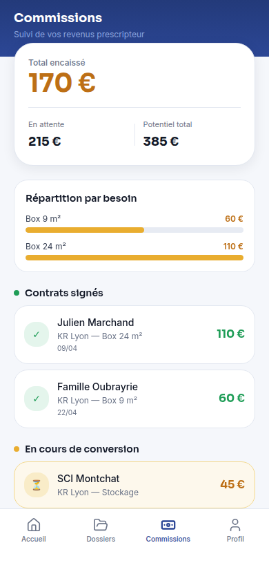 Commissions gagnées et en attente