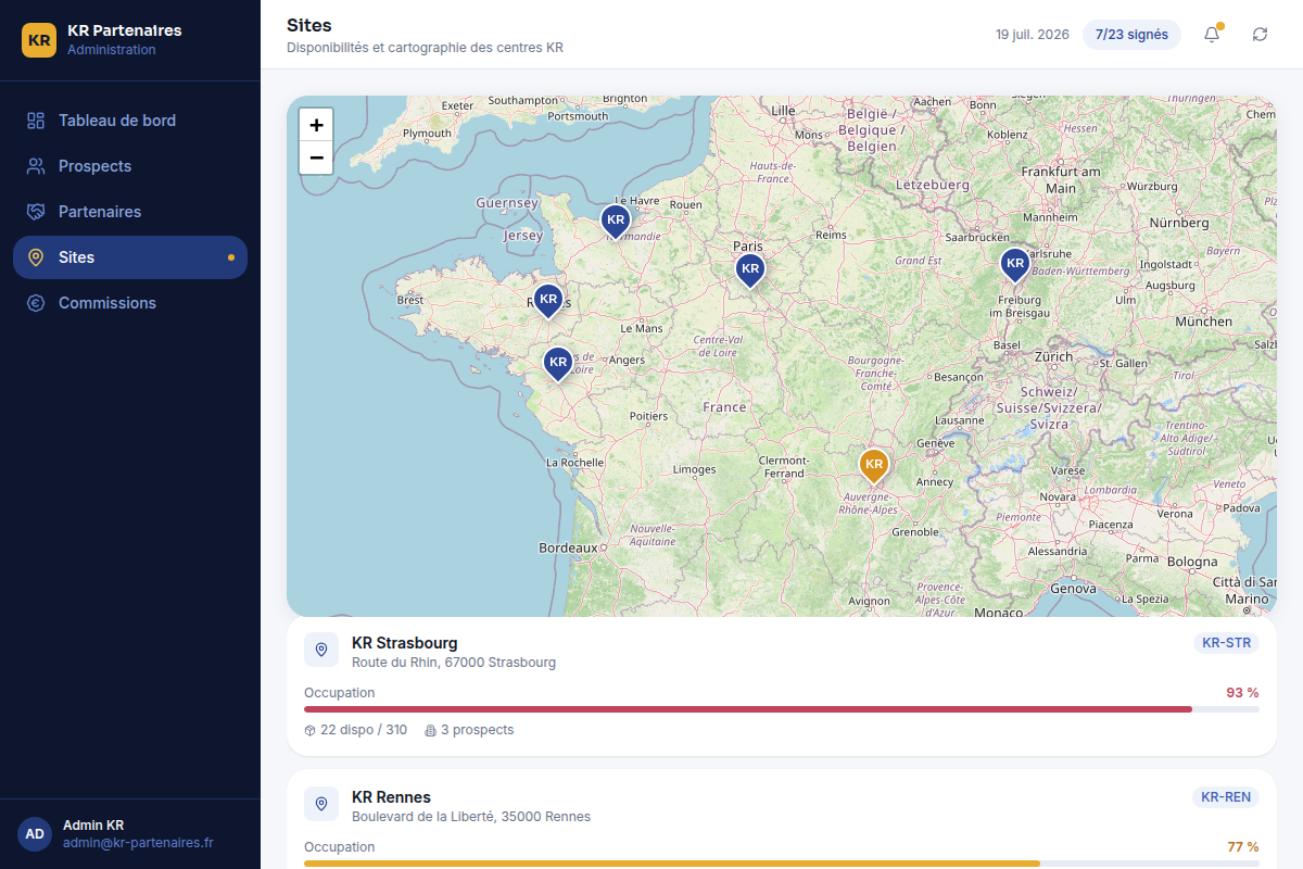 Cartographie et occupation des six centres