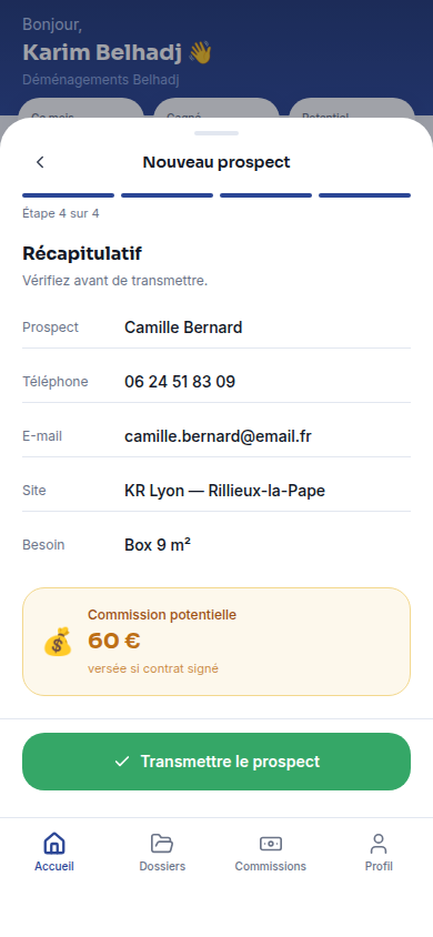 Récapitulatif avant transmission