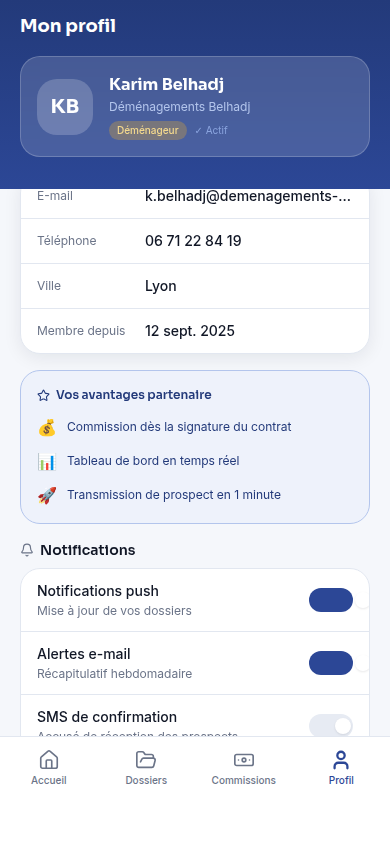 Profil et avantages partenaire