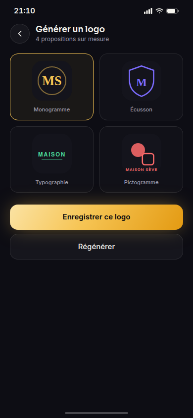 4 propositions de logo en un clic