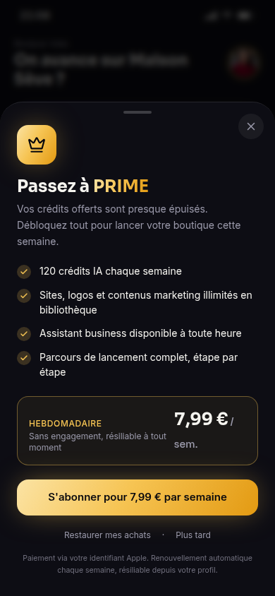 Abonnement hebdo 7,99 € façon achat intégré iOS