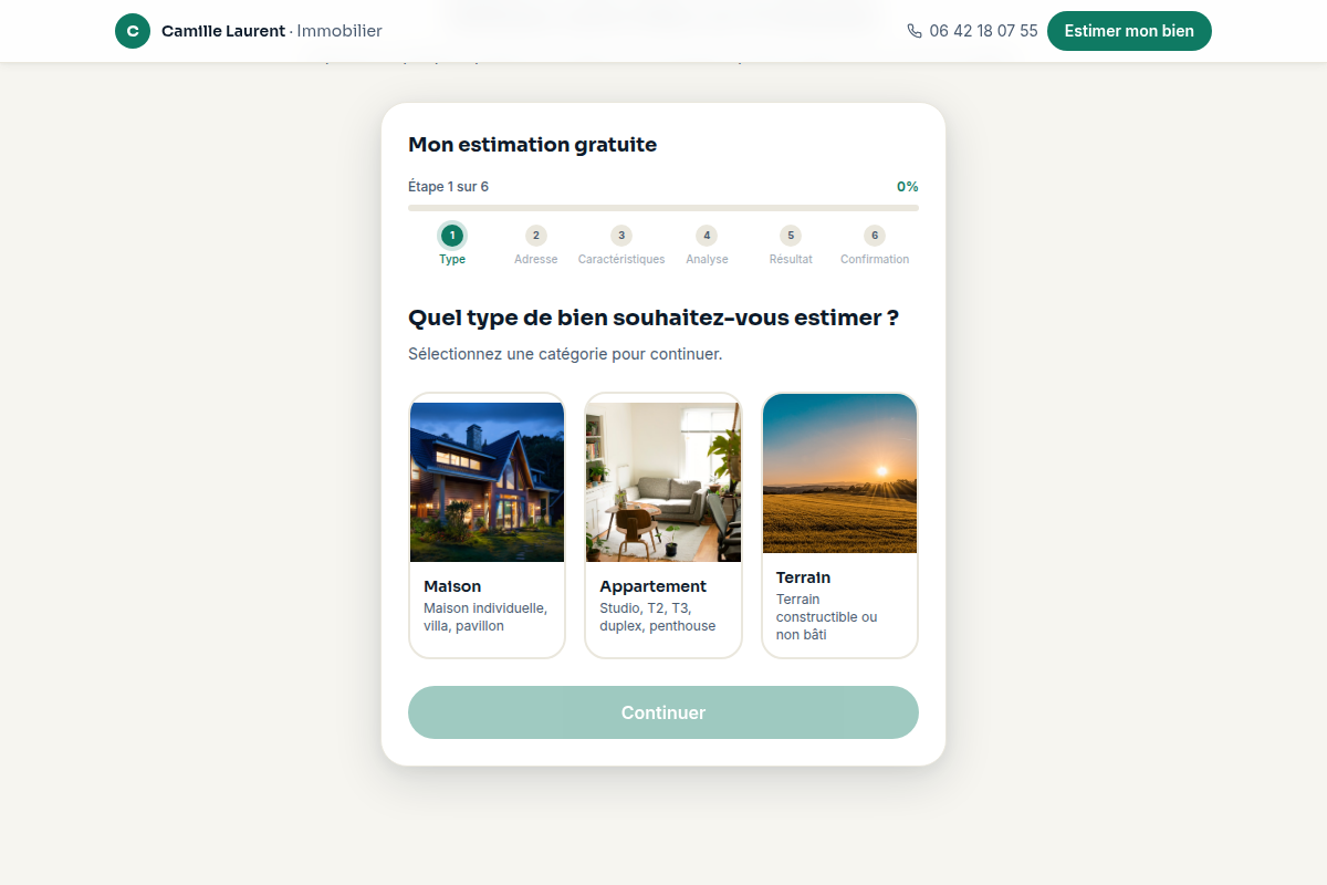 Étape 1 — Type de bien à estimer