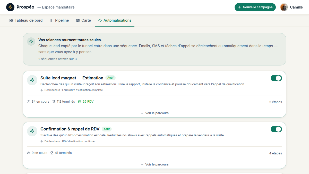 Séquences de nurturing automatiques