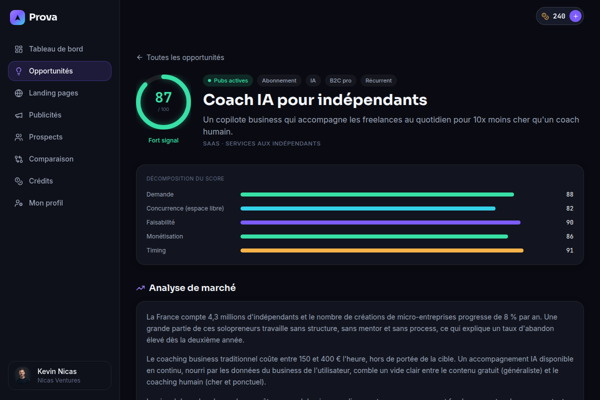 Analyse IA sur 5 axes d'une opportunité