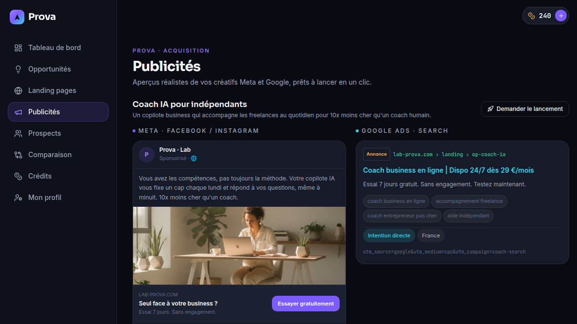 De l'idée aux pubs prêtes à lancer