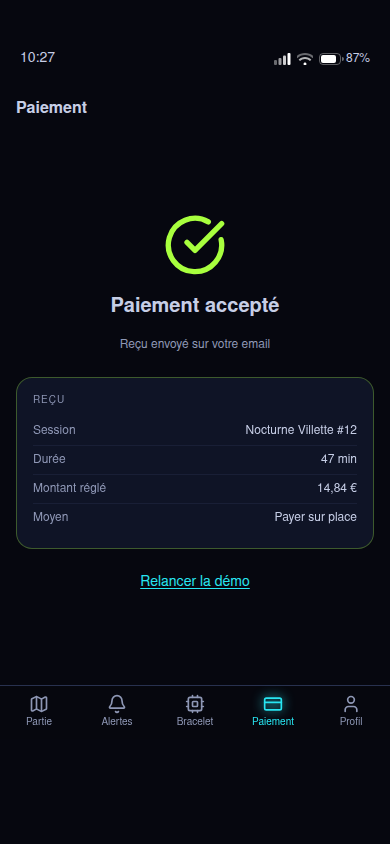 Reçu de paiement après règlement
