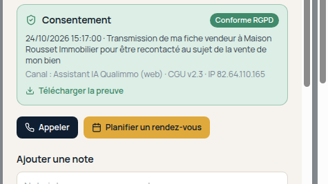 Consentement RGPD tracé et exportable