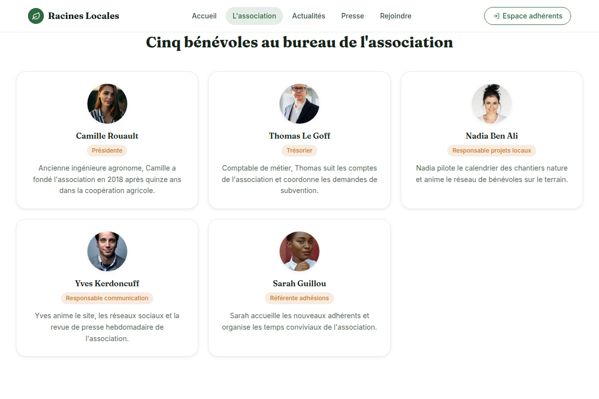 Le bureau : 5 membres présentés