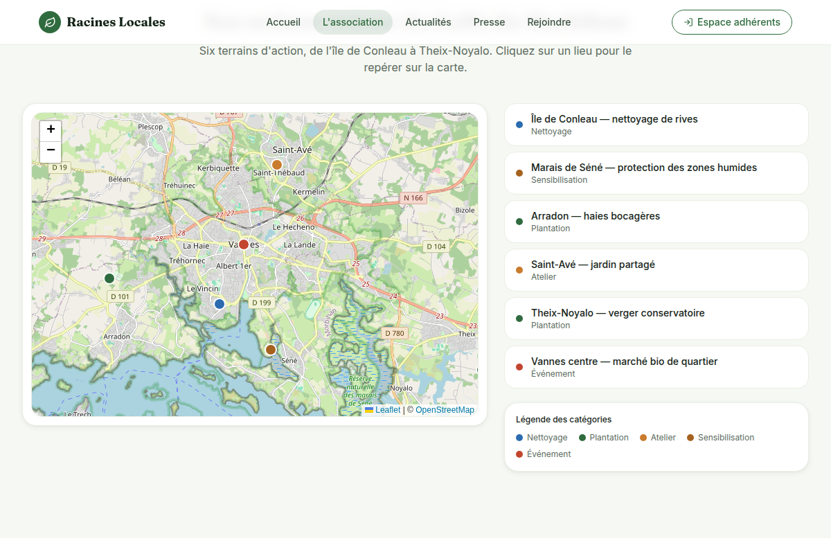 Carte interactive des actions terrain