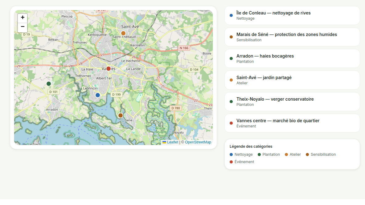 Carte interactive des actions
