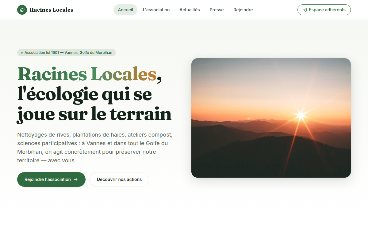 Accueil : identité et appel à l'engagement