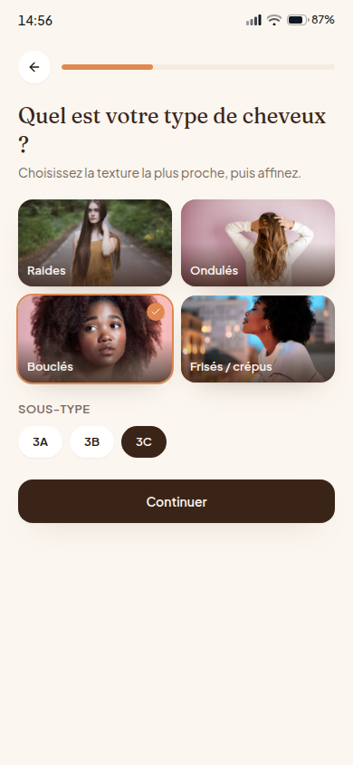 Questionnaire : type de cheveux