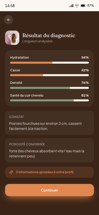 Résultat du diagnostic photo
