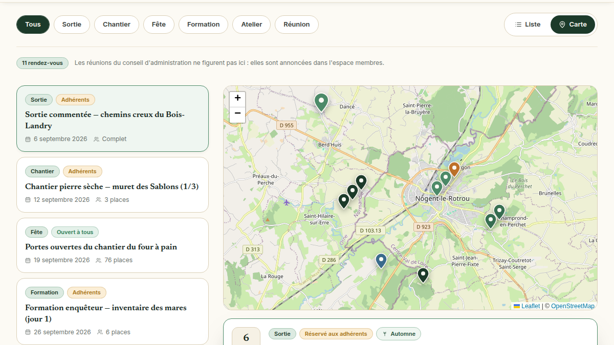 Agenda cartographié des chantiers