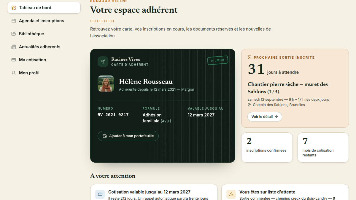 Carte d'adhérent numérique