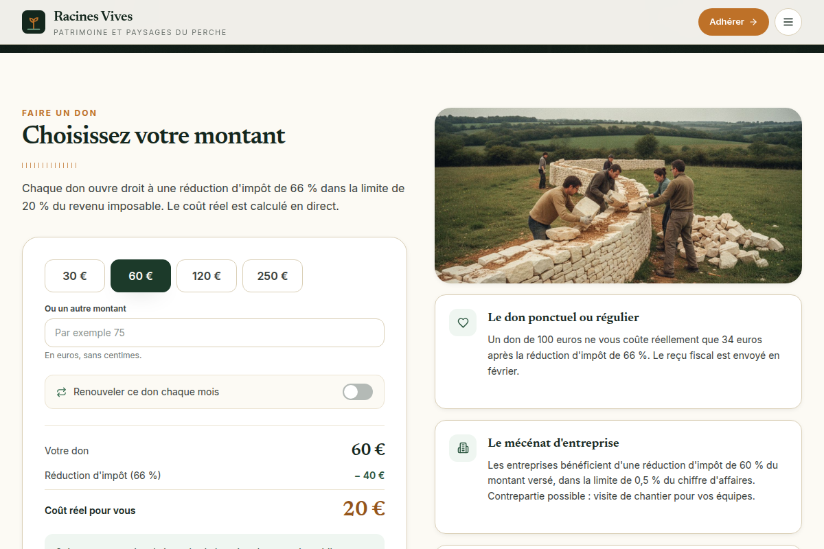 Simulateur de don avec réduction d'impôt