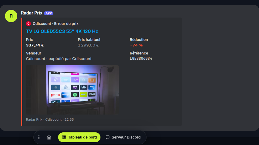 Aperçu Discord en direct pendant le réglage