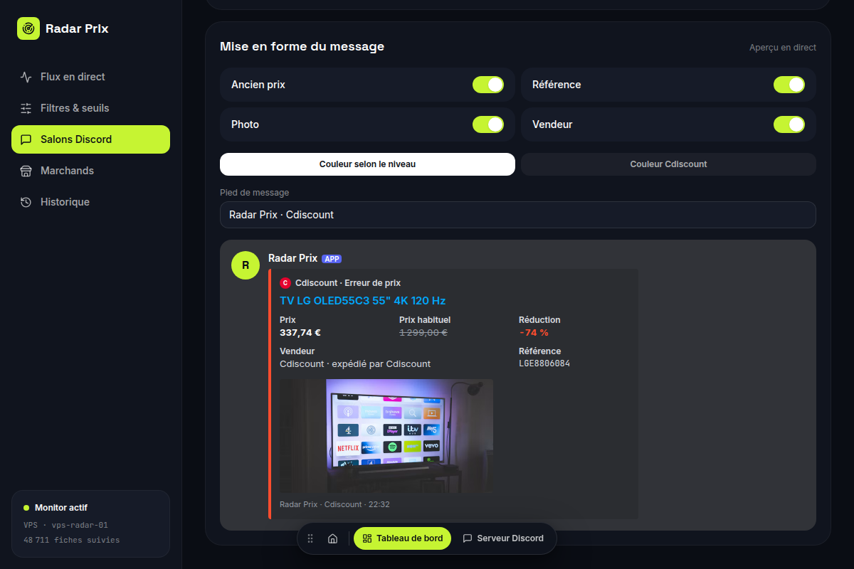 Routage des alertes par salon Discord