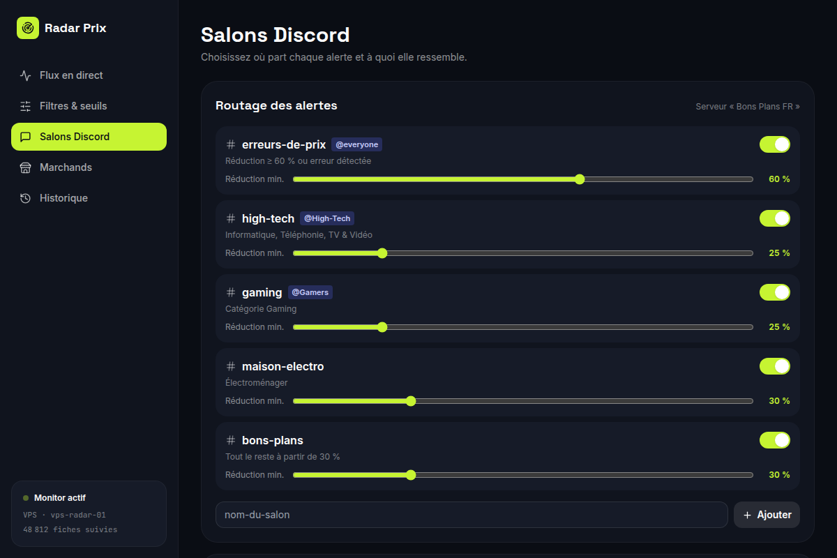 Routage des alertes par salon Discord