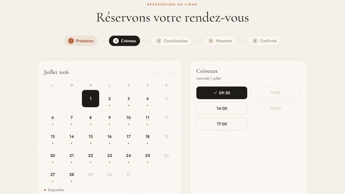 Réservation guidée en 5 étapes