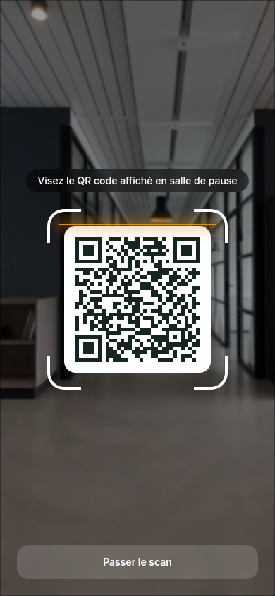 Scan du QR code en salle de pause