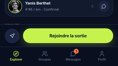 Inscription à une sortie en un tap