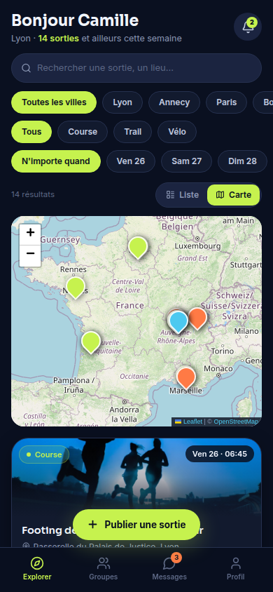 Carte interactive des sorties à proximité