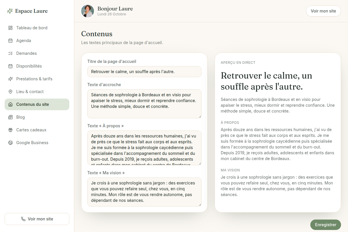 Édition des textes du site