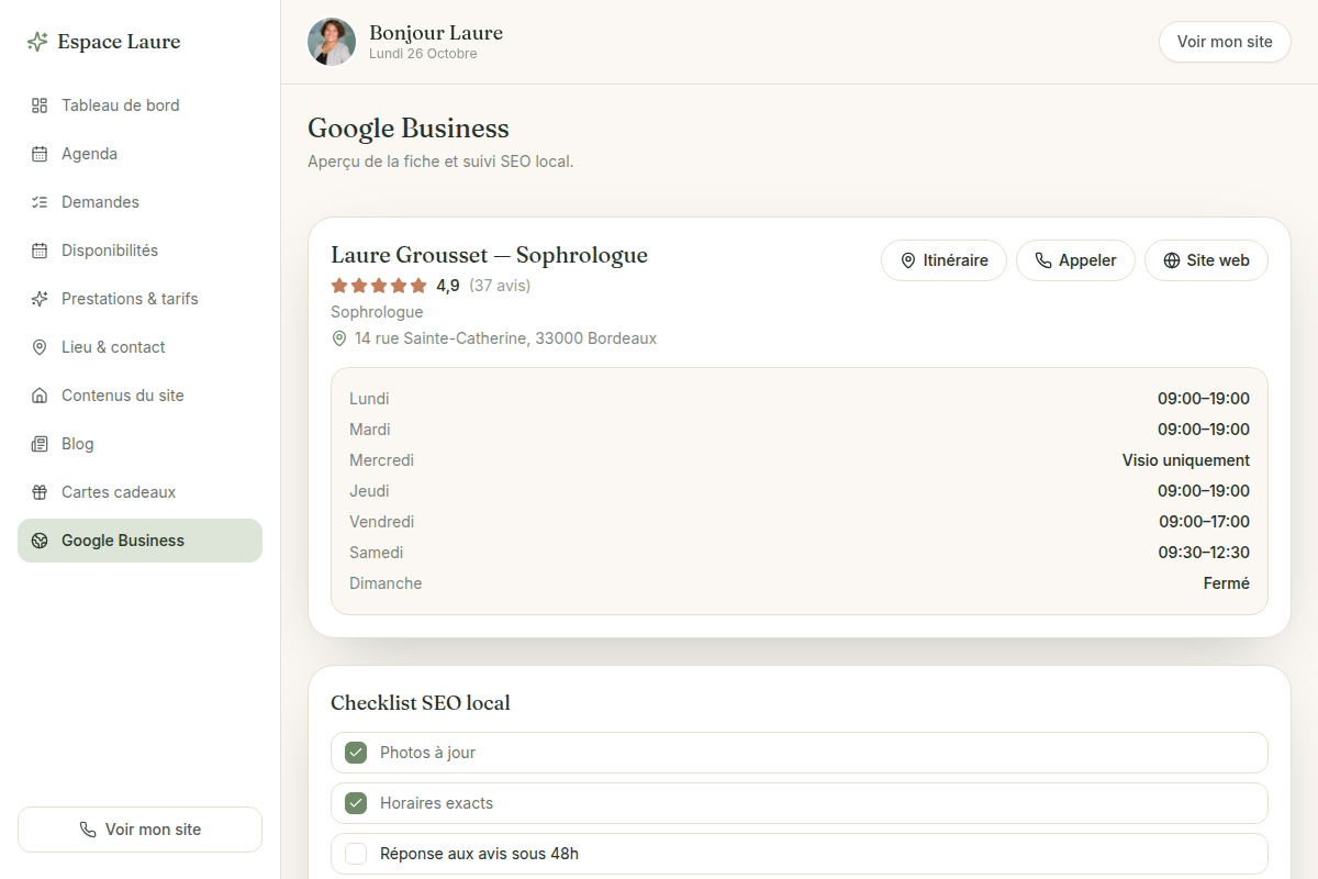 Fiche Google Business et avis