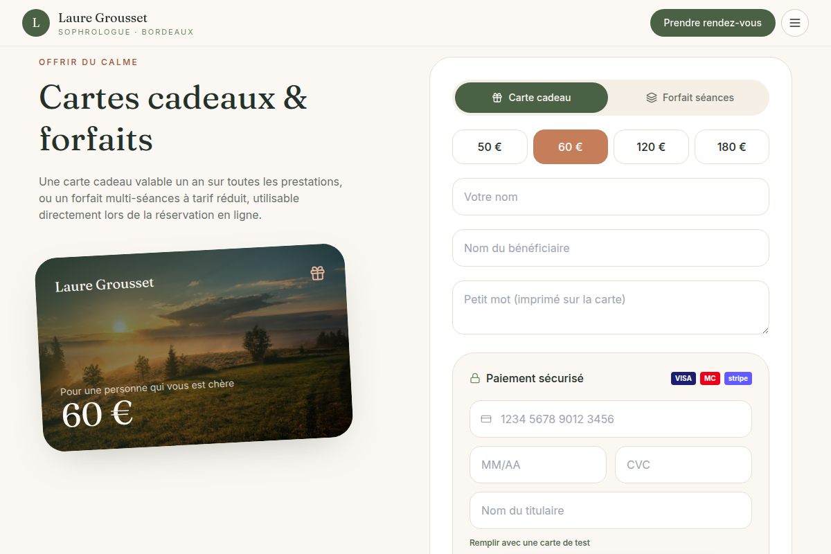 Cartes cadeaux et forfaits à offrir