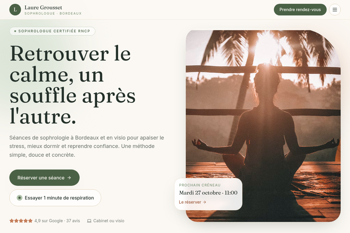 Accueil : présentation et prise de rendez-vous