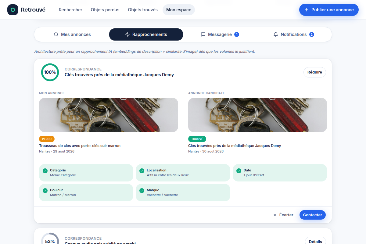 Rapprochements suggérés avec score détaillé