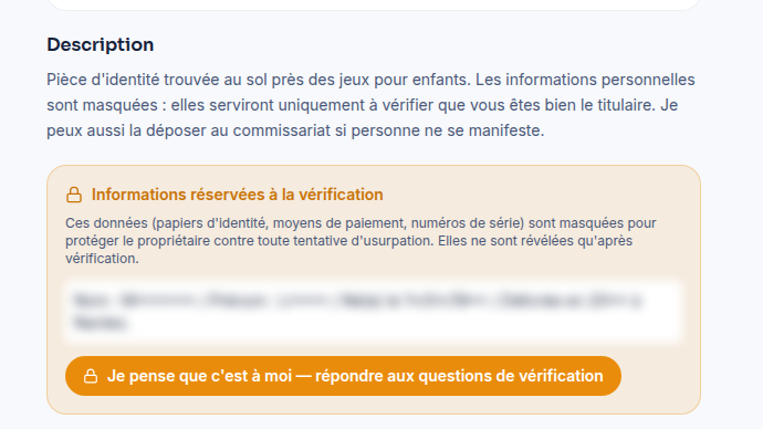 Détails protégés sur les objets sensibles