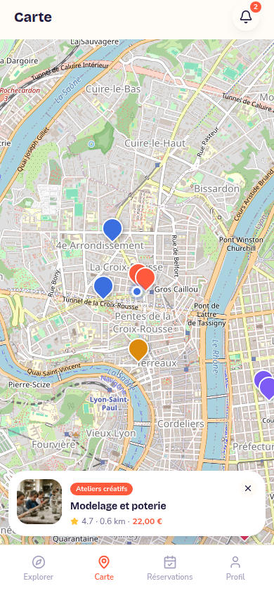 Carte des activités autour de soi