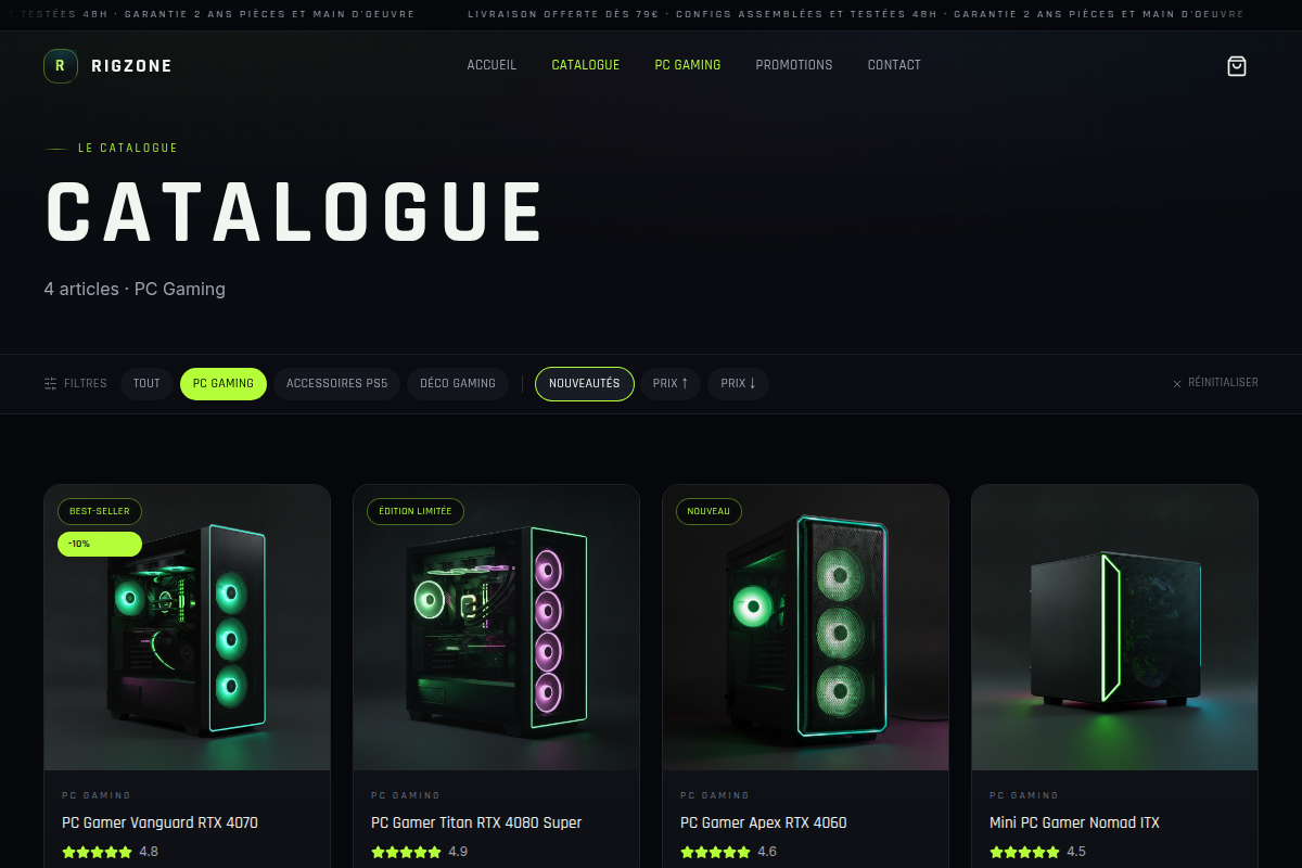 Filtre par catégorie PC Gaming