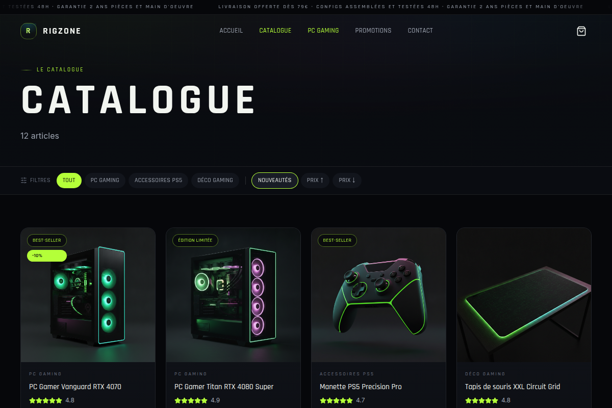 Catalogue produits gaming