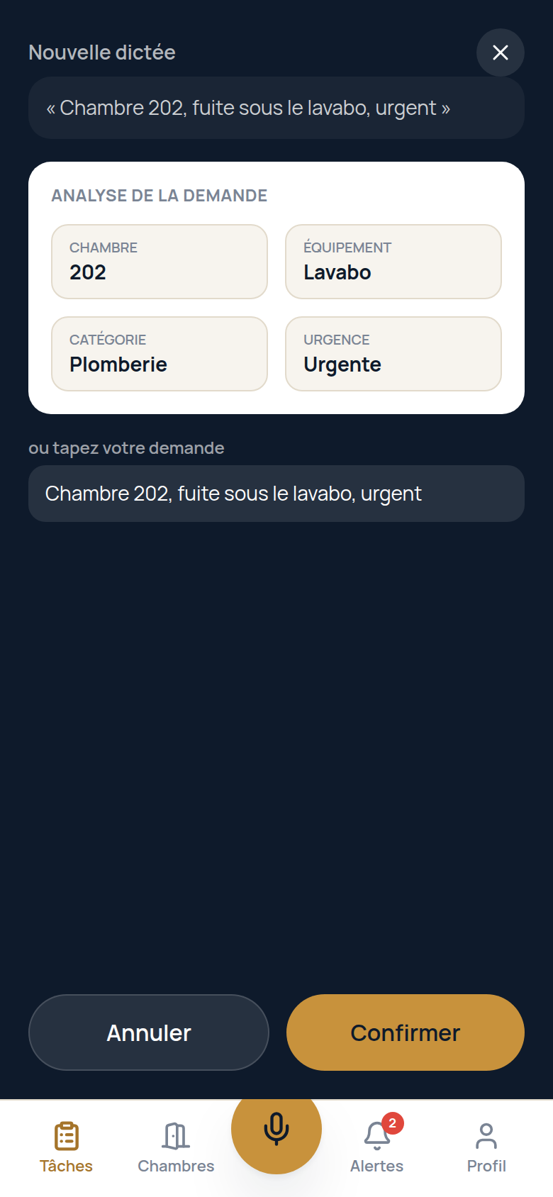 Dictée vocale analysée et pré-remplie