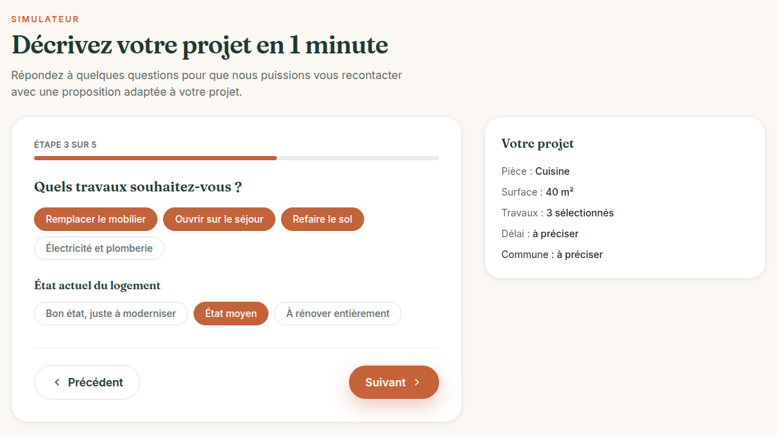Un simulateur guidé plutôt qu'un formulaire